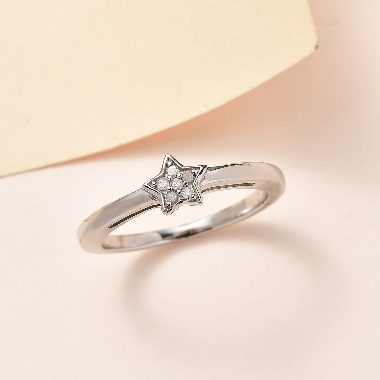 Diamond Star Stackable Ring in Sterling Silver with Platinum Plating 3573343 9