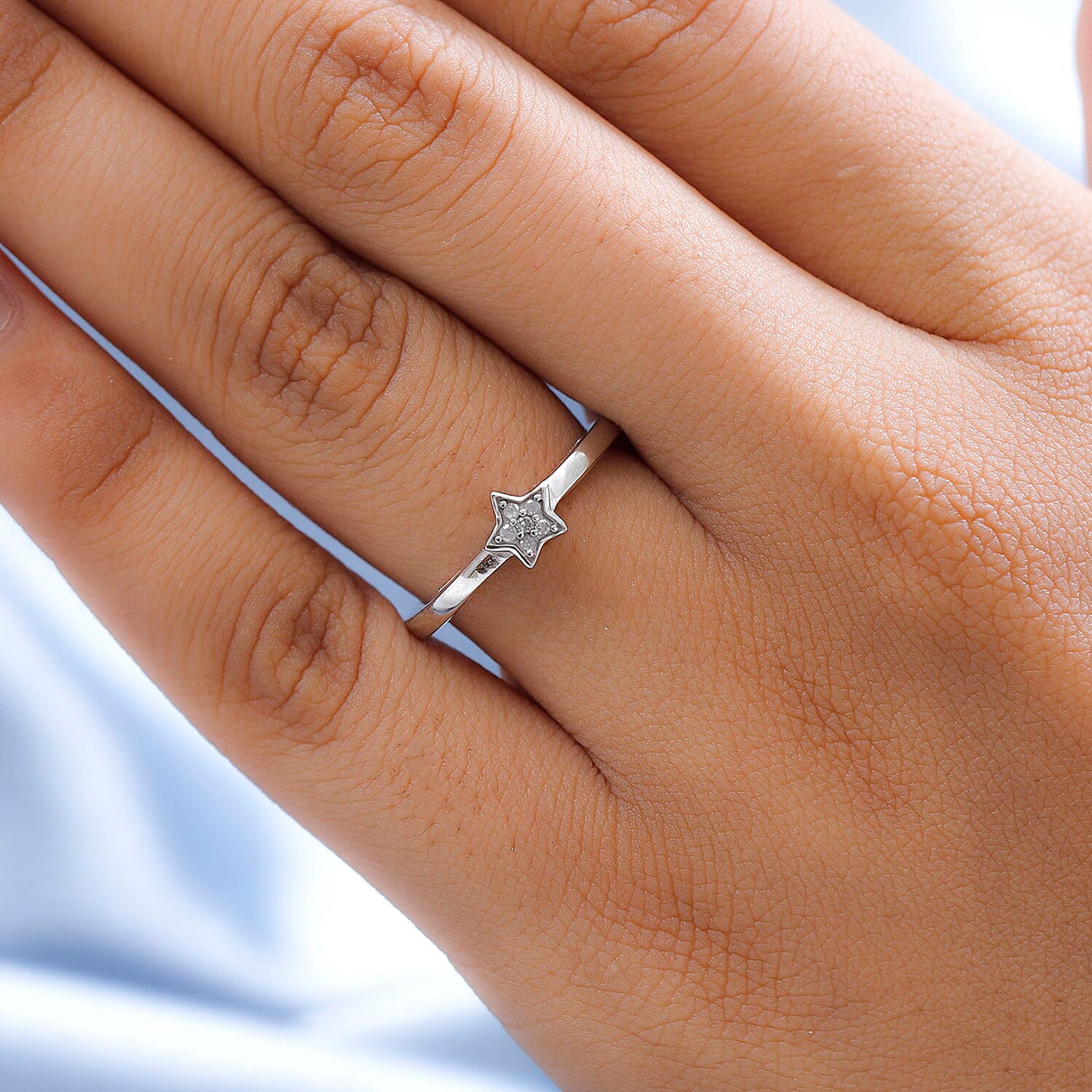 Diamond Star Stackable Ring in Sterling Silver with Platinum Plating 3573343 10