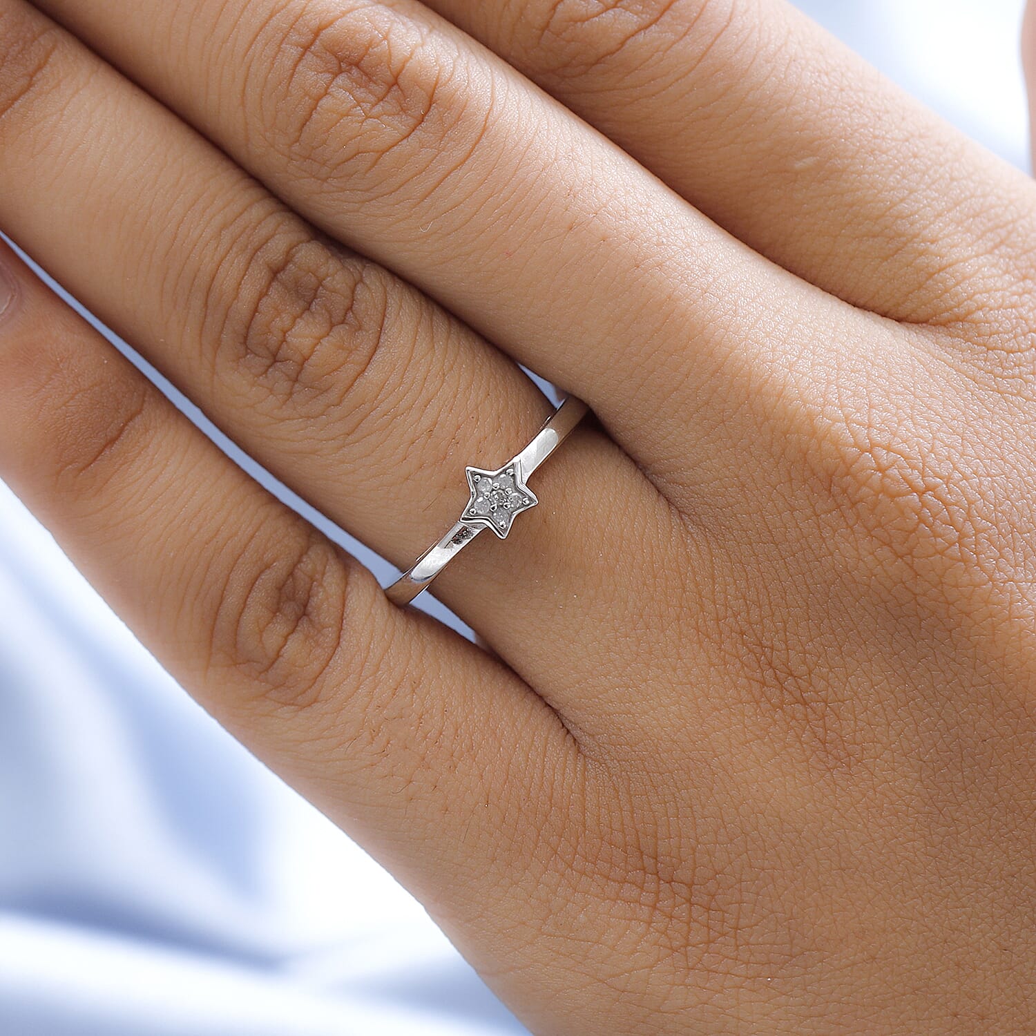 Diamond Star Stackable Ring in Sterling Silver with Platinum Plating 3573343 10
