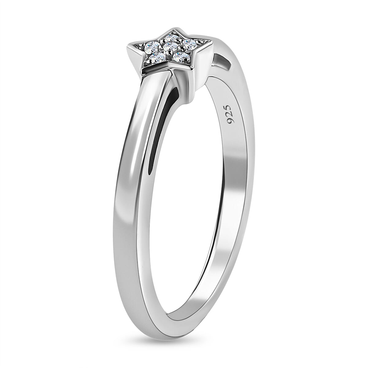 Diamond Star Stackable Ring in Sterling Silver with Platinum Plating 3573343 11
