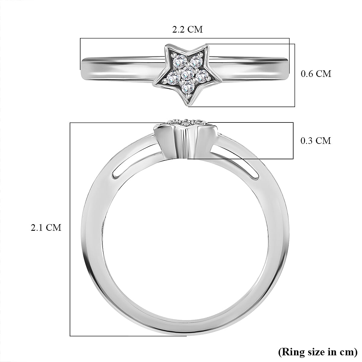Diamond Star Stackable Ring in Sterling Silver with Platinum Plating 3573343 13