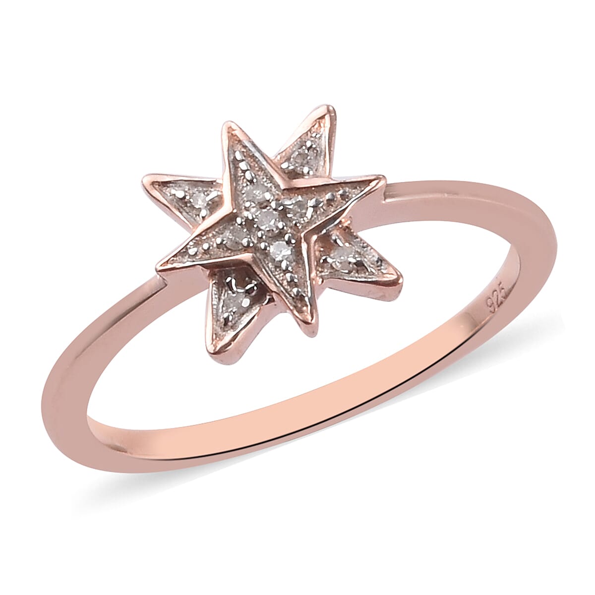 Diamond Starburst Ring in Rose Gold Overlay Sterling Silver 3674304 0