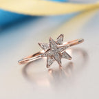 Diamond Starburst Ring in Rose Gold Overlay Sterling Silver
