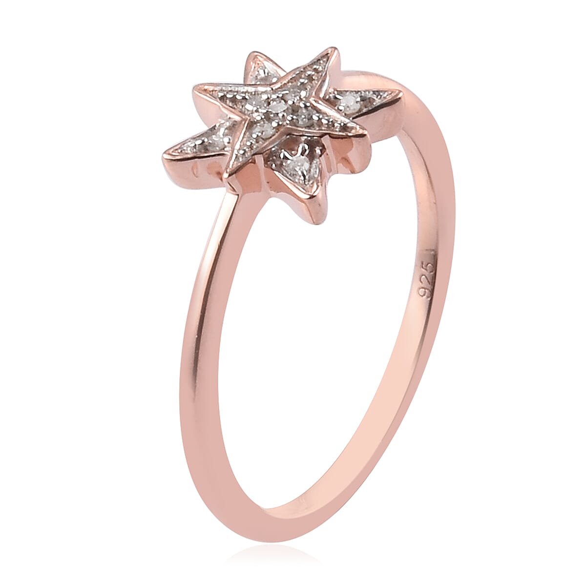 Diamond Starburst Ring in Rose Gold Overlay Sterling Silver 3674304 4