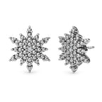 Diamond Starburst Stud Earrings in Platinum Overlay Sterling Silver