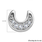 Diamond Stud Moon Earrings (with Push Back) in Platinum Overlay Sterling Silver 0.058 Ct.