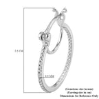 Diamond Hoop Earrings (with Clasp) in Platinum Overlay Sterling Silver