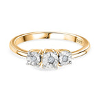 Diamond Trilogy Ring in 18K Yellow Gold Vermeil Plated Sterling Silver