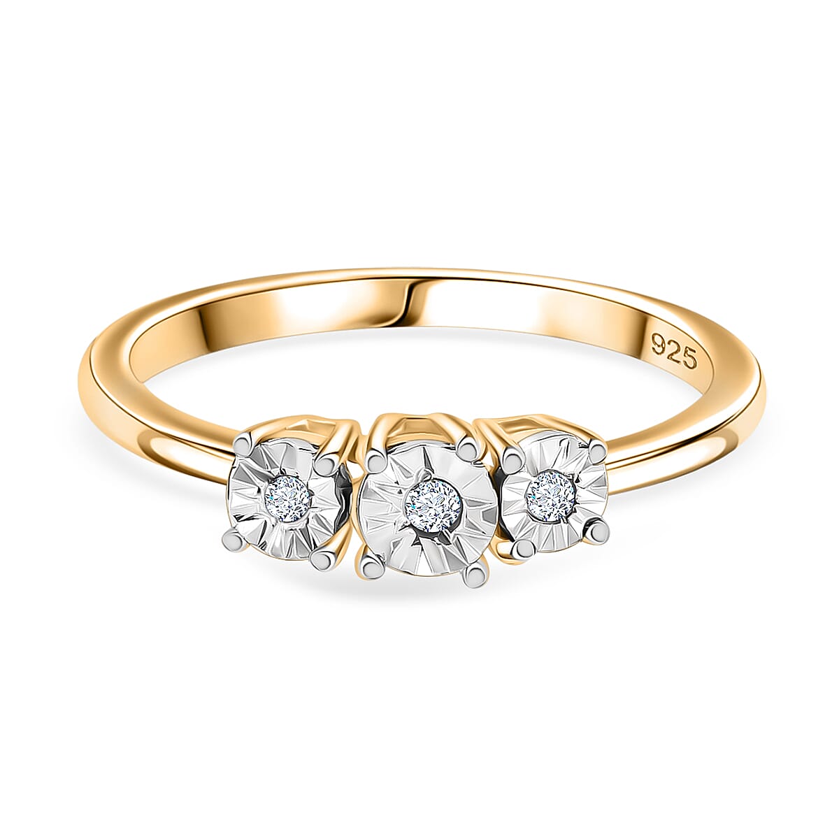 Diamond Trilogy Ring in 14K Gold Over Sterling Silver 3674130 0