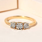 Diamond Trilogy Ring in 18K Yellow Gold Vermeil Plated Sterling Silver