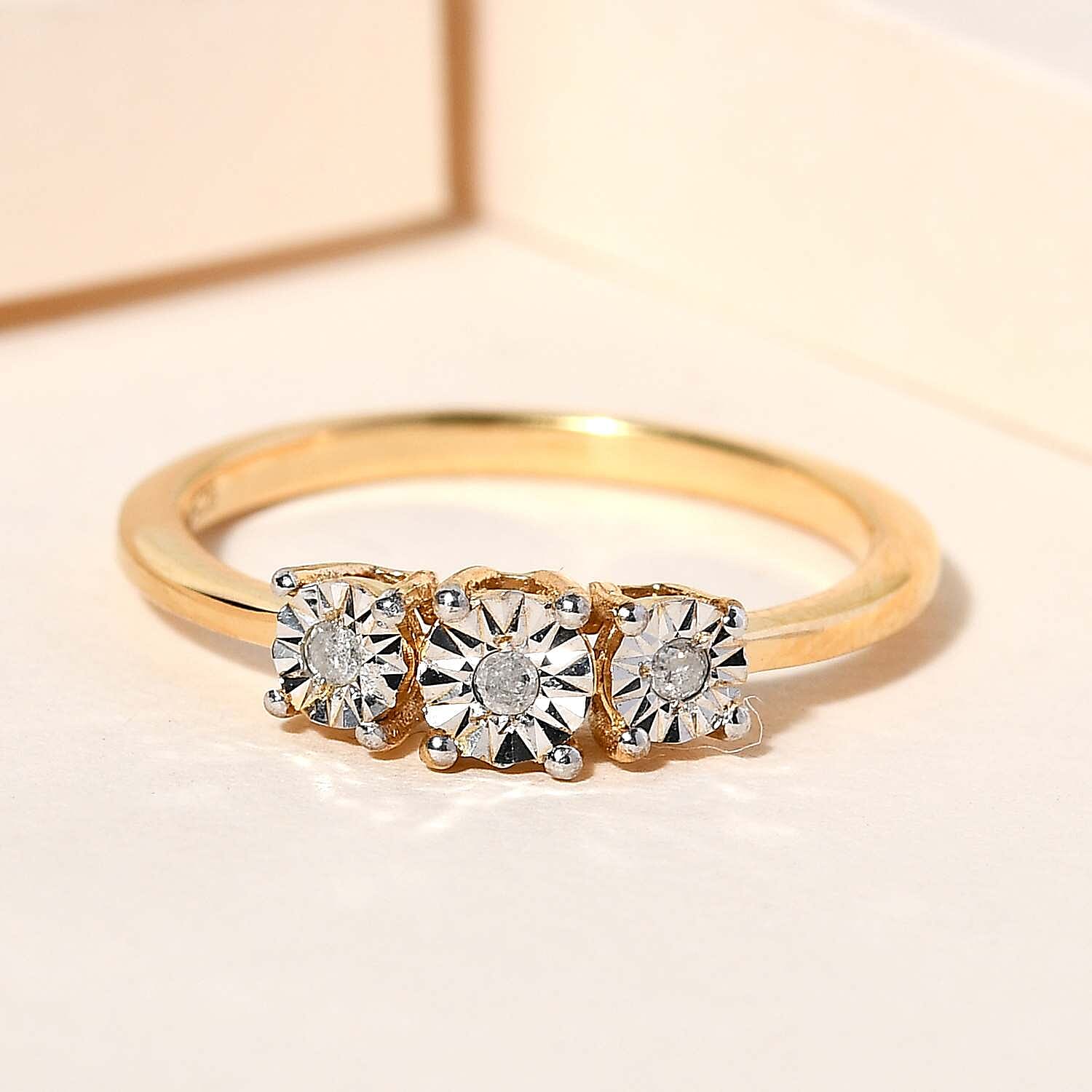 Diamond Trilogy Ring in 14K Gold Over Sterling Silver 3674130 2