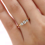 Diamond Trilogy Ring in 18K Yellow Gold Vermeil Plated Sterling Silver