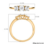 Diamond Trilogy Ring in 18K Yellow Gold Vermeil Plated Sterling Silver