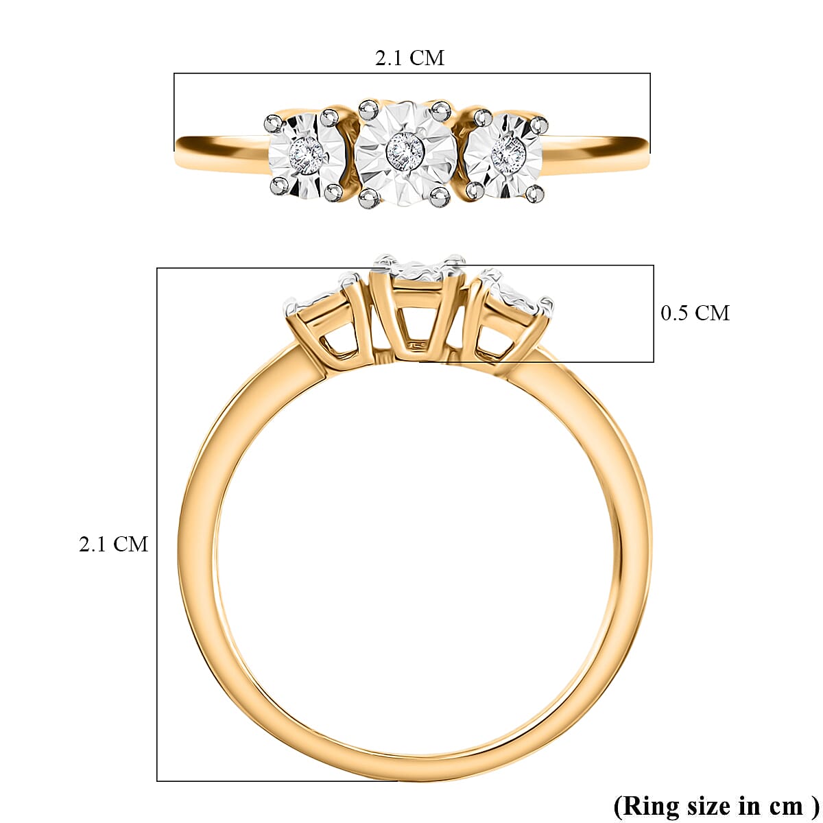 Diamond Trilogy Ring in 14K Gold Over Sterling Silver 3674130 6