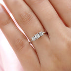 Diamond Trilogy Ring in Platinum Overlay Sterling Silver