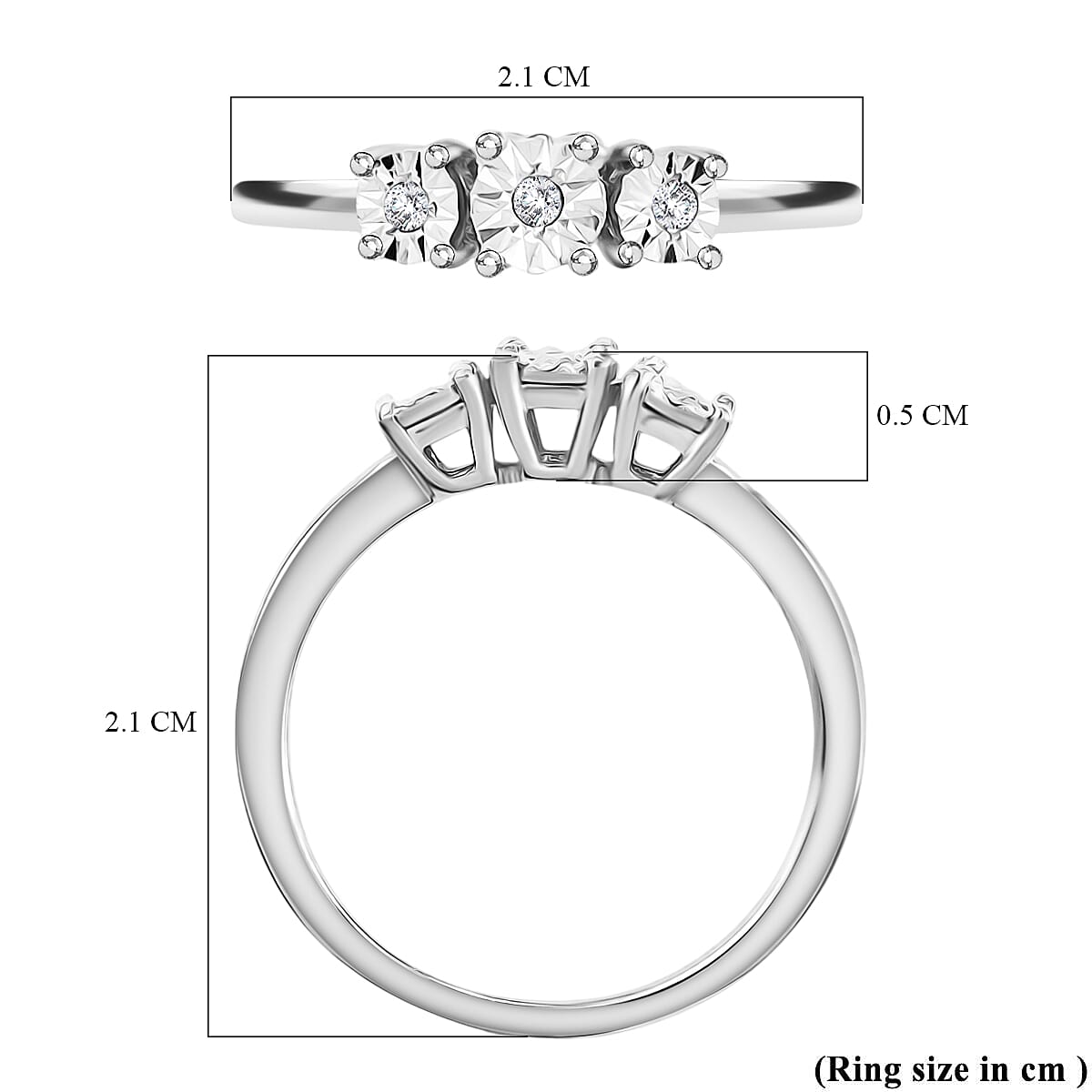 Diamond Trilogy Ring in Platinum Over Sterling Silver V32489657 6
