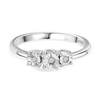 Diamond Trilogy Ring in Platinum Overlay Sterling Silver