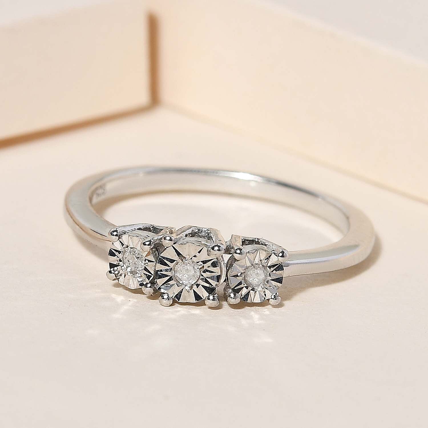 Diamond Trilogy Ring in Platinum Over Sterling Silver V32489656 2