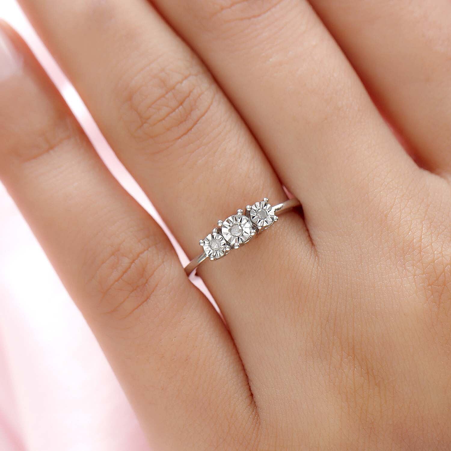 Diamond Trilogy Ring in Platinum Over Sterling Silver V32489656 3