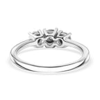 Diamond Trilogy Ring in Platinum Overlay Sterling Silver