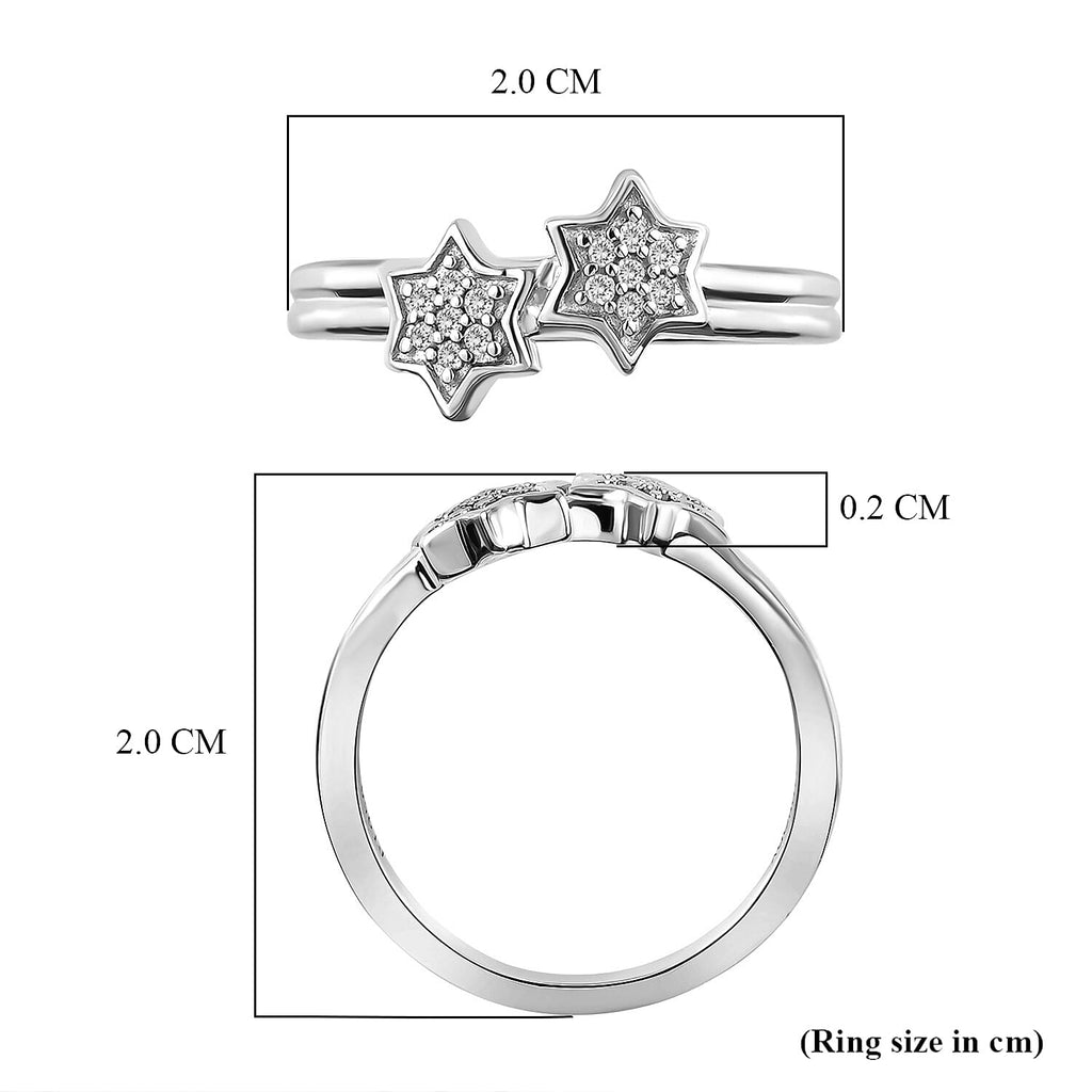 Diamond Twin-Star Stacker Ring in Platinum Overlay Sterling Silver