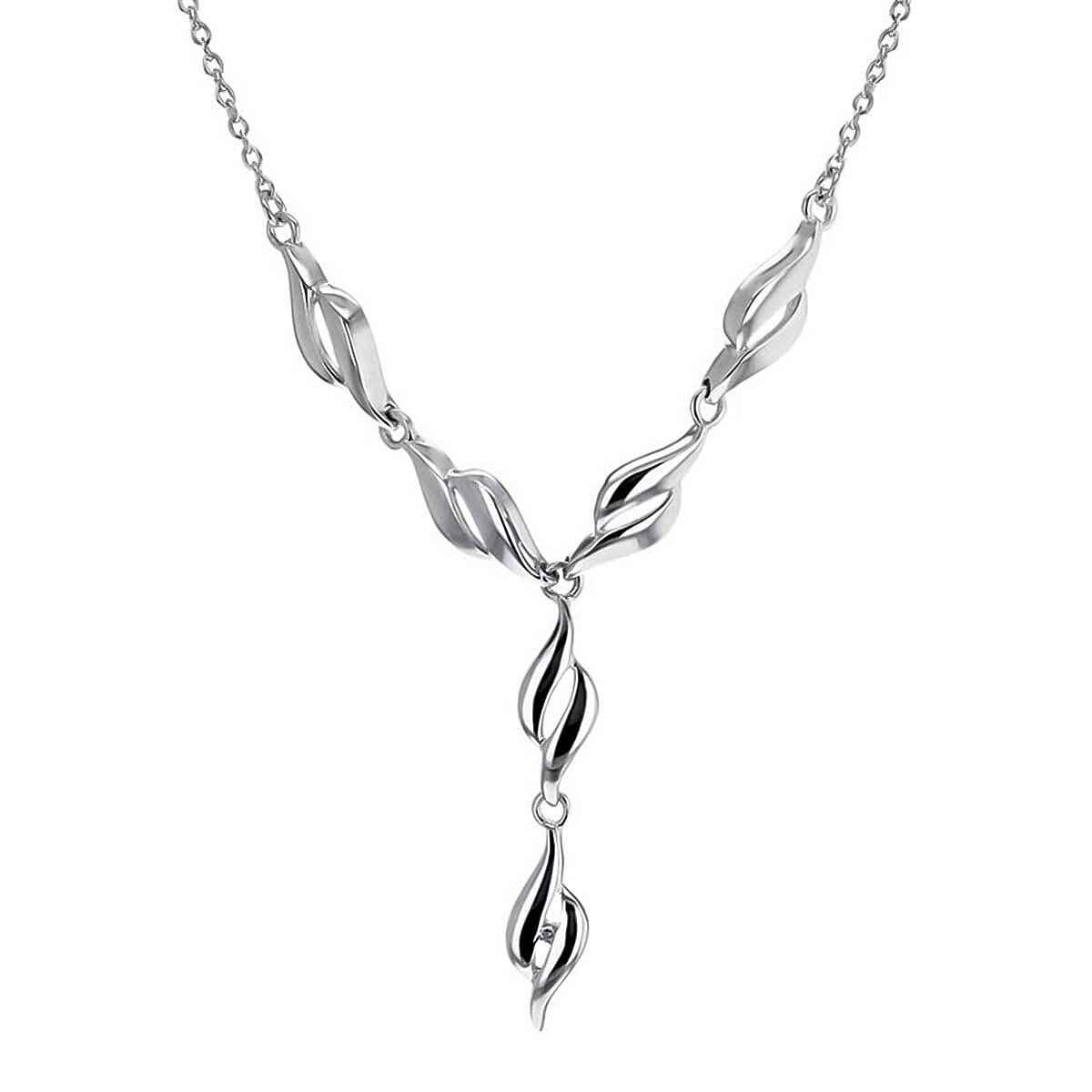 Sterling Silver Rhodium Plated Diamond Twist Swirl Necklace 18 Inch 7317659 0