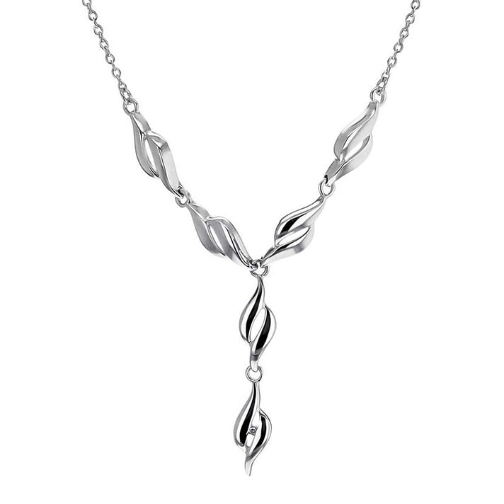Sterling Silver Rhodium Plated Diamond Twist Swirl Necklace 18 Inch 7317659 1