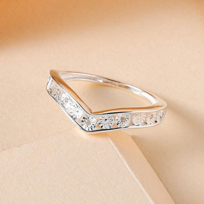 Diamond Wishbone Wedding Band Ring in Sterling Silver 7133878 2