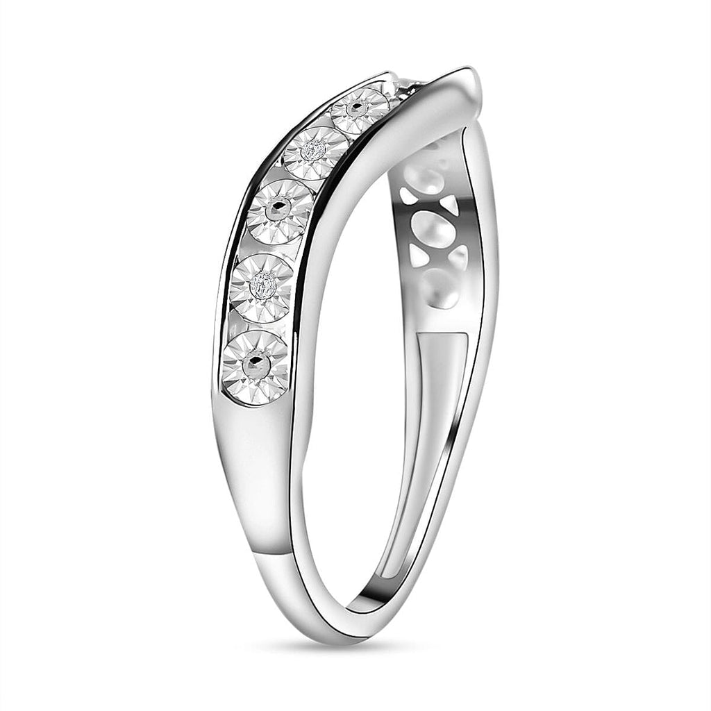Diamond Wishbone Band Ring in Sterling Silver