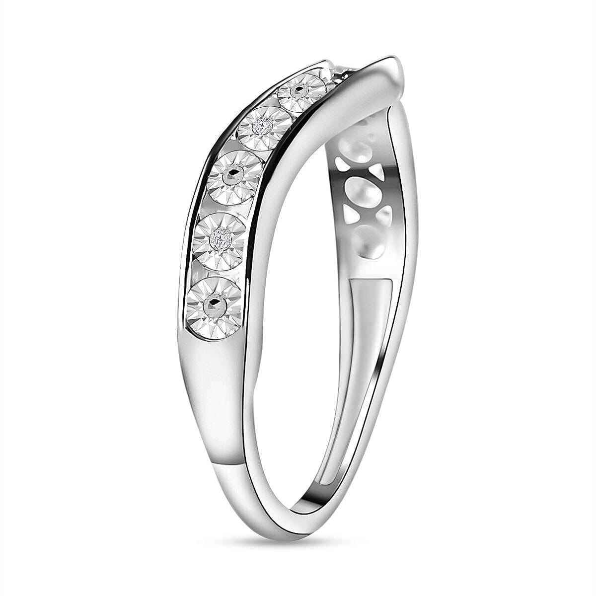 Diamond Wishbone Wedding Band Ring in Sterling Silver 7133878 10