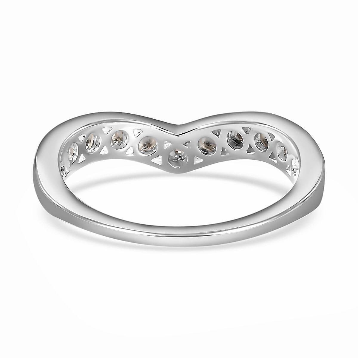 Diamond Wishbone Wedding Band Ring in Sterling Silver 7133878 13