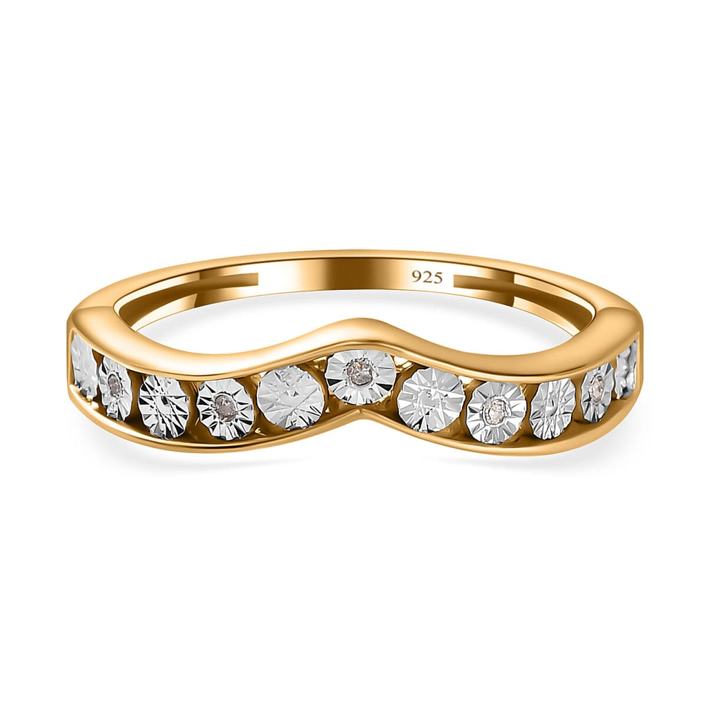 Diamond Wishbone Ring in 18K Vermeil Yellow Gold Plated Sterling Silver