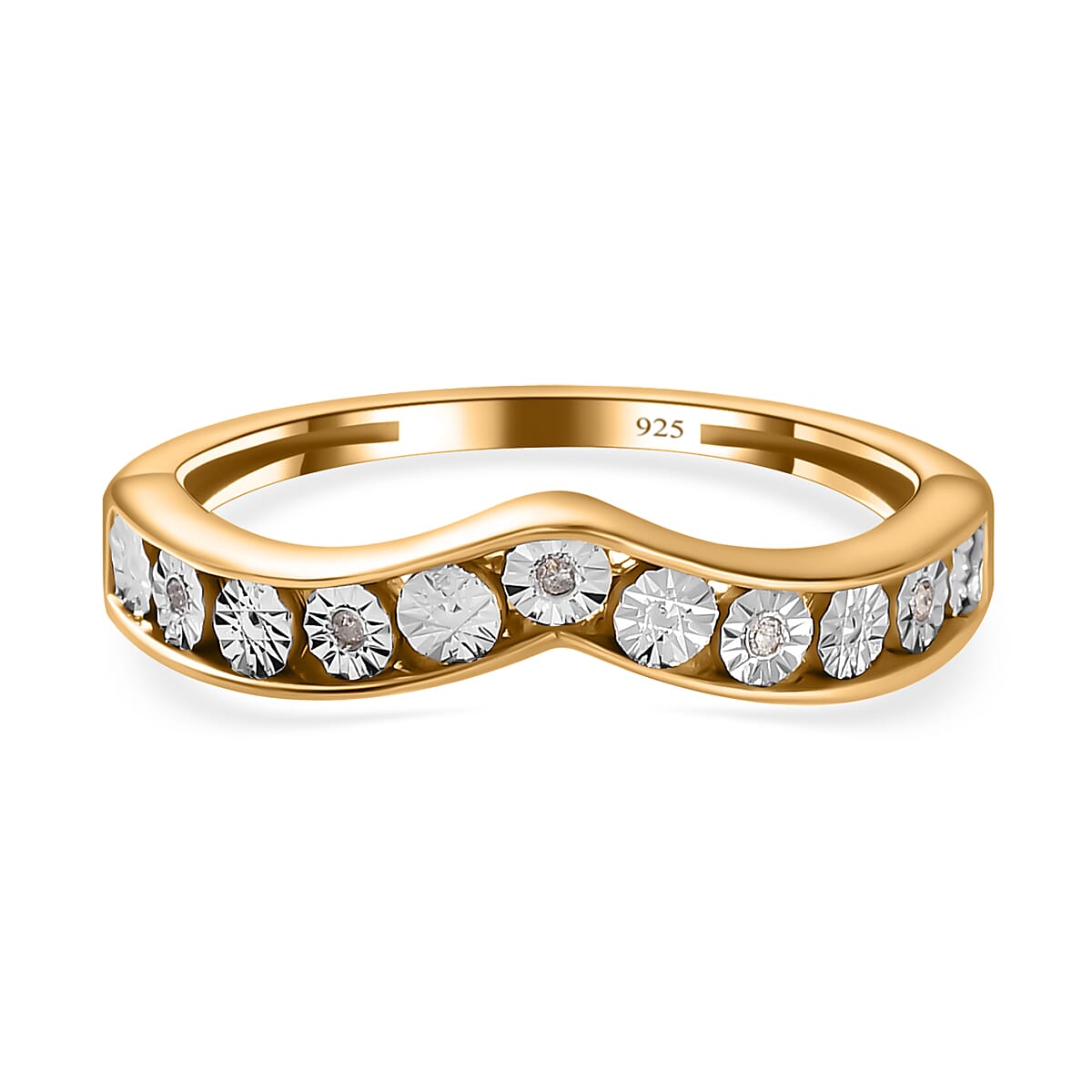 Diamond Wishbone Ring in 18K Vermeil Yellow Gold Plated Sterling Silver 7668228 0