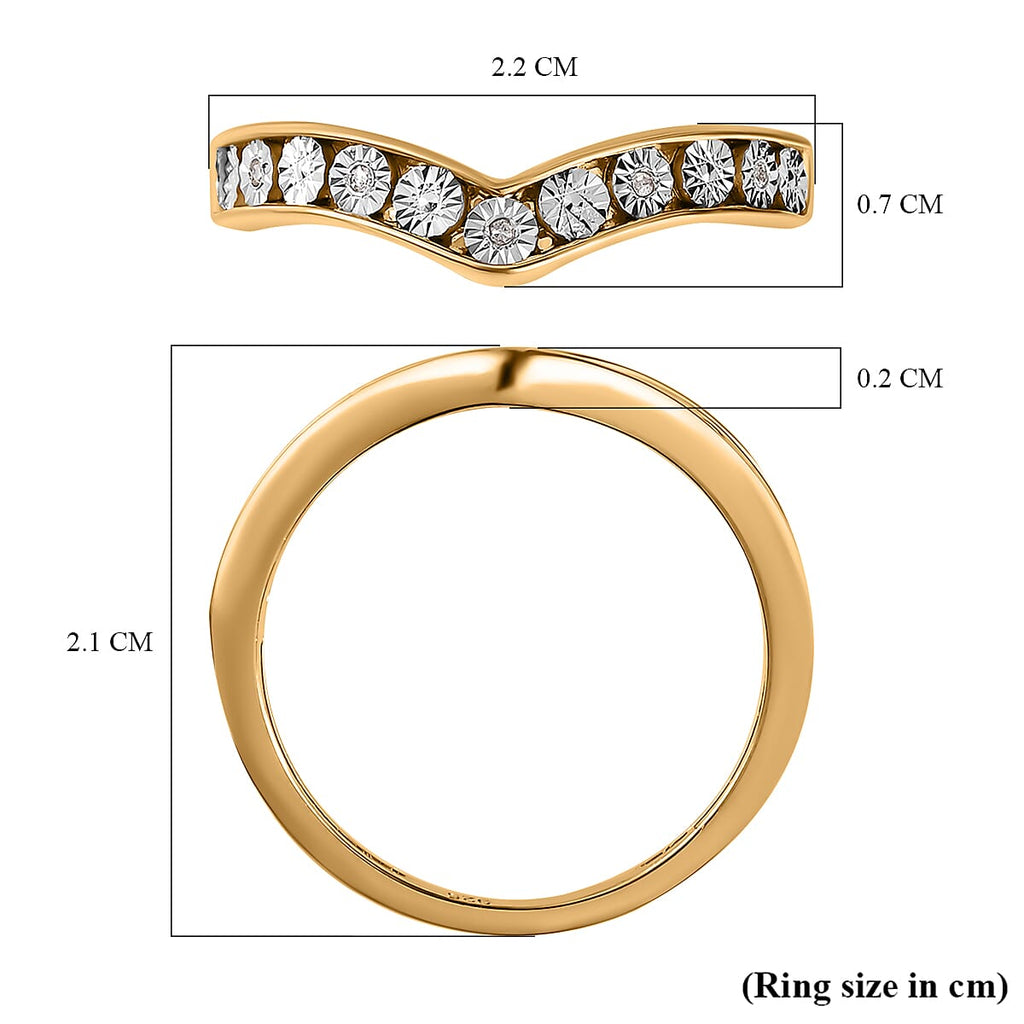 Diamond Wishbone Ring in 18K Vermeil Yellow Gold Plated Sterling Silver