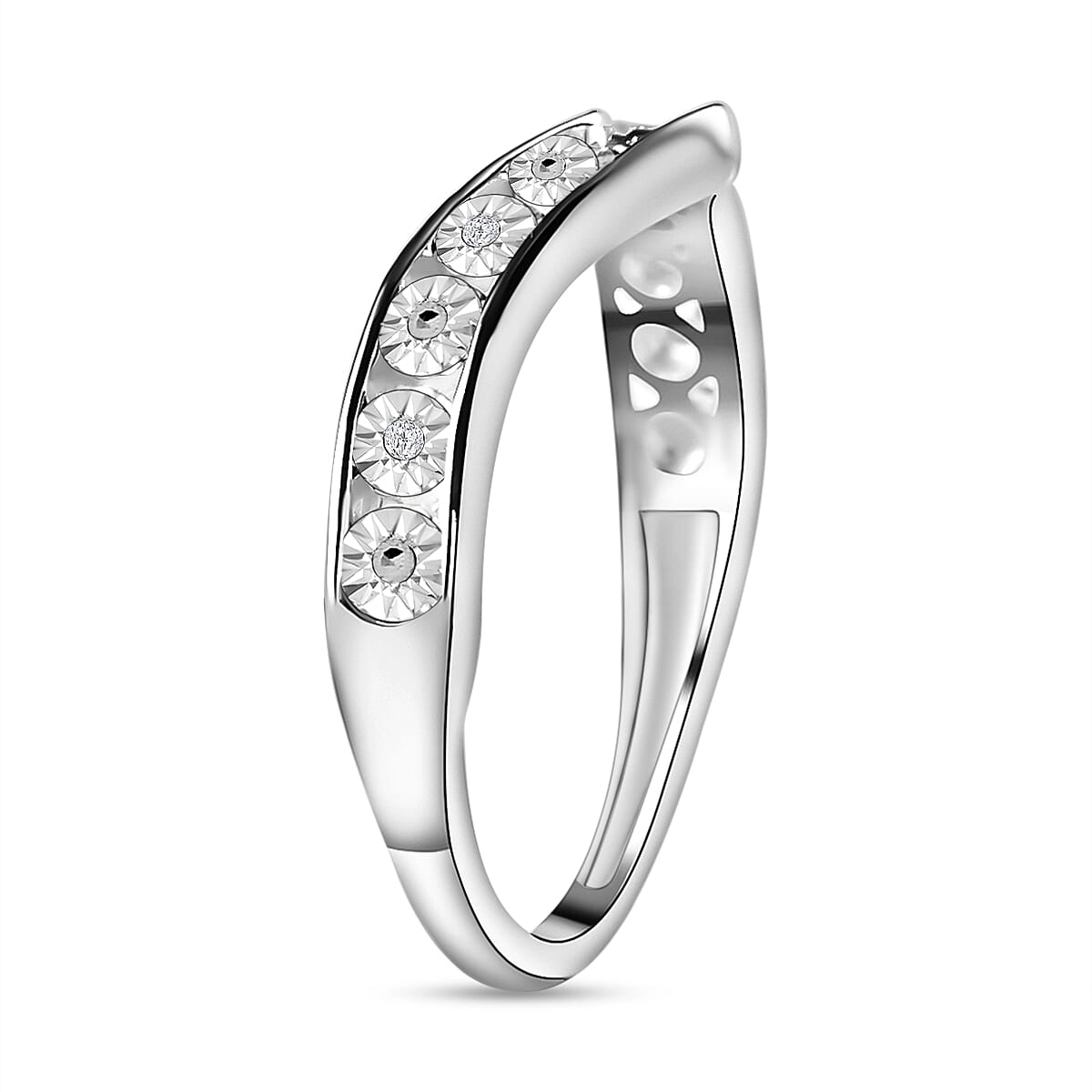 Diamond Wishbone Wedding Band Ring in Sterling Silver 7133878 11
