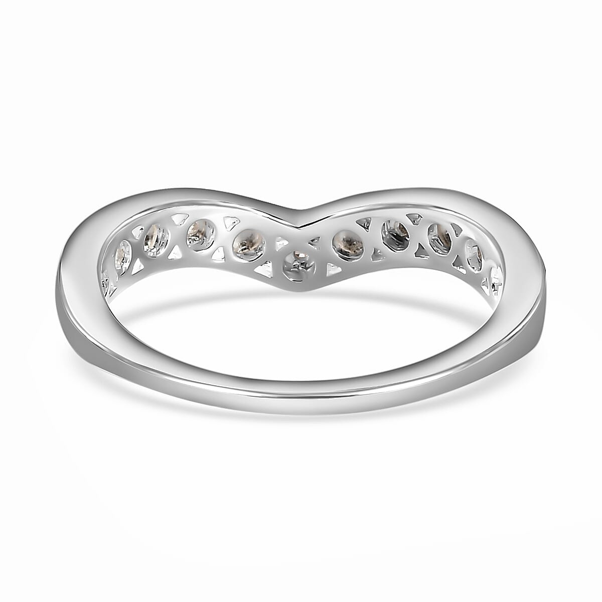 Diamond Wishbone Wedding Band Ring in Sterling Silver 7133878 14