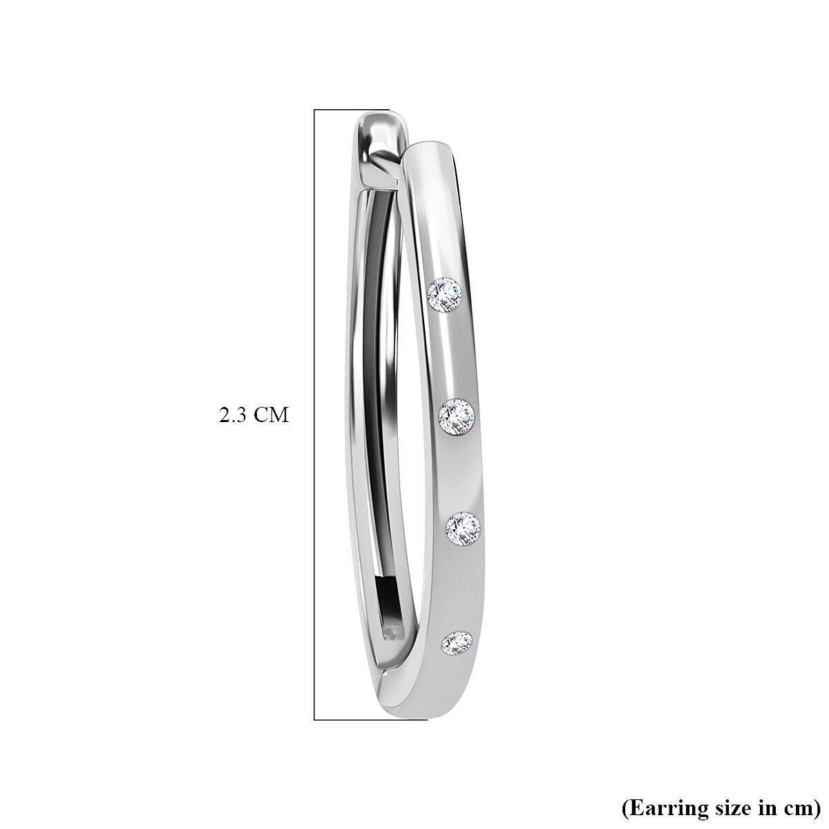 Diamond (Rnd) Hoop Earrings (with Clasp) in Platinum Plated Sterling Silver 3290063 6