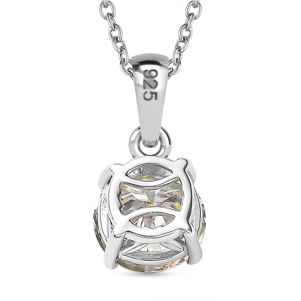 Dichroic Luminous Moissanite Pendant with Chain (Size 20) in Rhodium Overlay Sterling Silver 1.80 Ct.