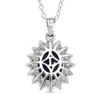 Luxuriant Blue Sapphire & Lab Grown Diamond (SI-GH) Pendant with Chain (Size 20) in Rhodium Overlay Sterling Silver 8.16 Ct.