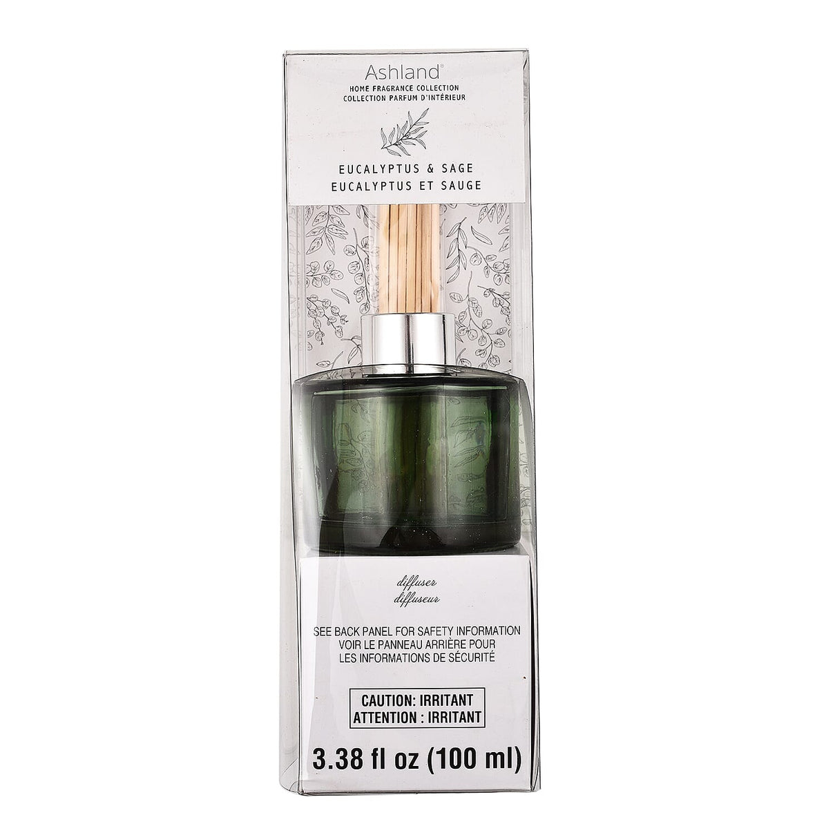 Biggest Home CloseOut - Reed Diffuser in Round Jar with 7 Reed Sticks (100ml) - Eucalyptus &amp; Sage 7385373 0