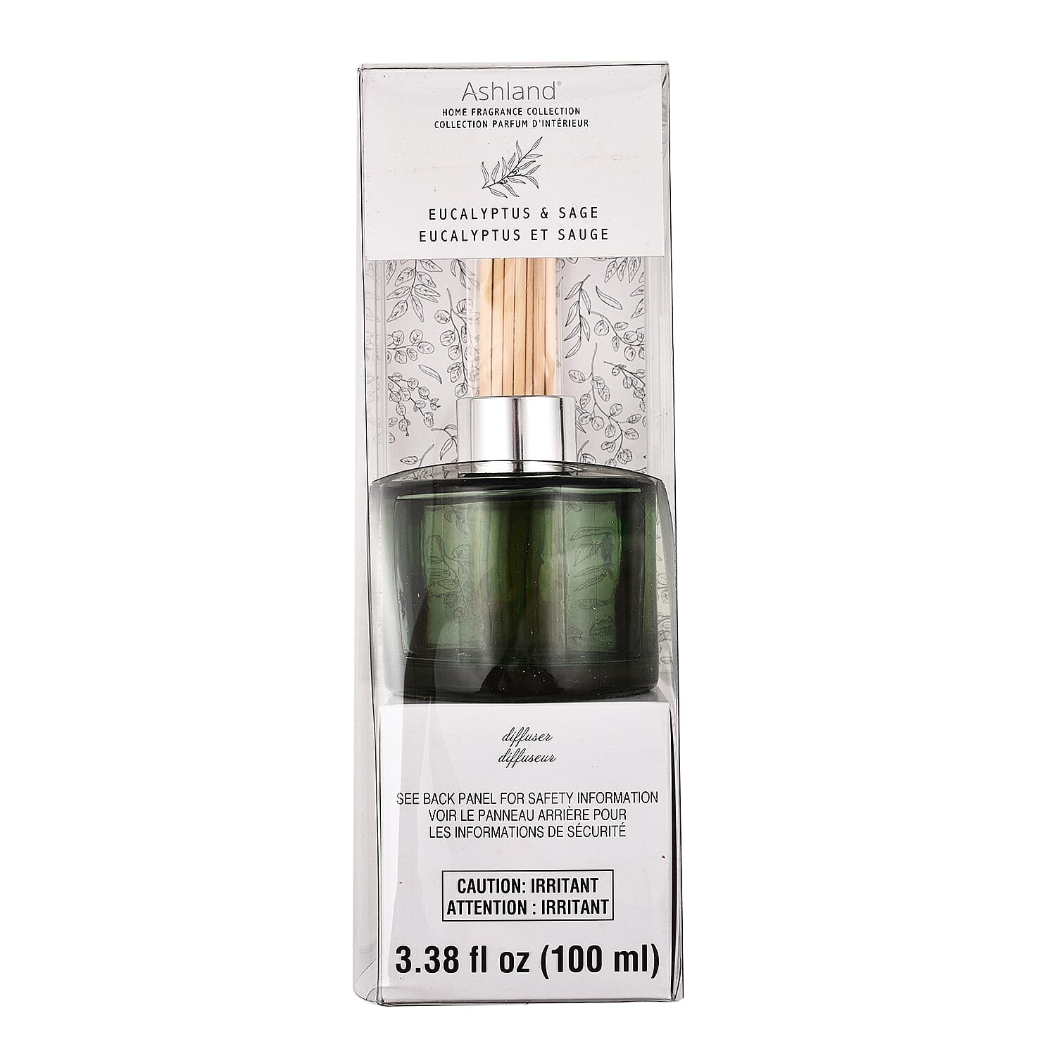 Biggest Home CloseOut - Reed Diffuser in Round Jar with 7 Reed Sticks (100ml) - Eucalyptus &amp; Sage 7385373 0
