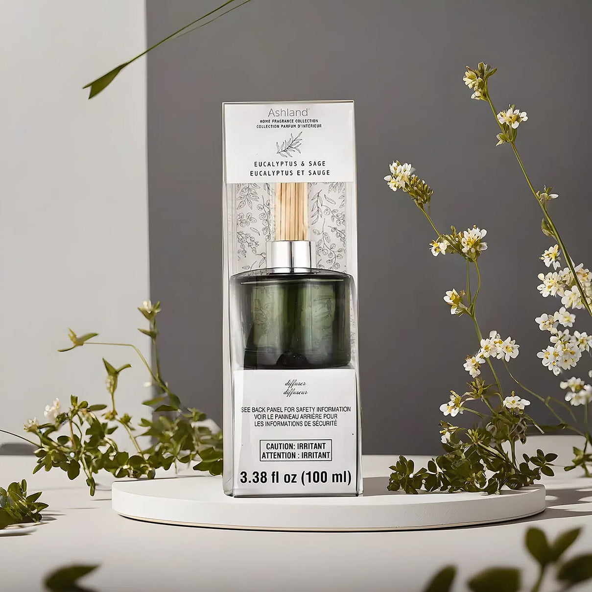 Biggest Home CloseOut - Reed Diffuser in Round Jar with 7 Reed Sticks (100ml) - Eucalyptus &amp; Sage 7385373 1