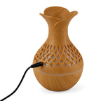 Ultrasonic Humidifier and 7 Essential Oils - Peppermint, Jasmine, Lemon Grass, Eucalyptus, Rose, Lavender - Orange - Light Brown (150ml)