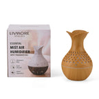 Ultrasonic Humidifier and 7 Essential Oils - Peppermint, Jasmine, Lemon Grass, Eucalyptus, Rose, Lavender - Orange - Light Brown (150ml)