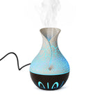 Ultrasonic Humidifier and 7 Essential Oils - Peppermint,  Jasmine, Lemongrass, Eucalyptus, Rose, Lavender, Orange (200ml) - White - Light - Dark Brown