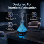 Ultrasonic Humidifier and 7 Essential Oils - Peppermint,  Jasmine, Lemongrass, Eucalyptus, Rose, Lavender, Orange (200ml) - White - Light - Dark Brown