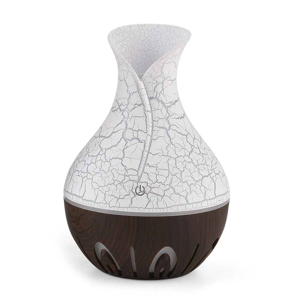 Ultrasonic Humidifier and 7 Essential Oils - Peppermint,  Jasmine, Lemongrass, Eucalyptus, Rose, Lavender, Orange (200ml) - White - Light - Dark Brown