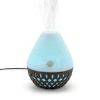 Ultrasonic Humidifier and 7 Essential Oils - Peppermint, Jasmine, Lemongrass, Eucalyptus, Rose, Lavender, Orange (200ml) - White - Light Dark Brown