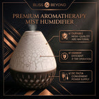 Ultrasonic Humidifier and 7 Essential Oils - Peppermint, Jasmine, Lemongrass, Eucalyptus, Rose, Lavender, Orange (200ml) - White - Light Dark Brown