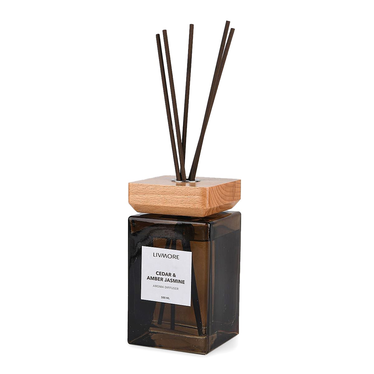 Livmore Aroma Diffuser With 8 Reed Sticks - Cedar &amp; Amber Jasmine (500ML) 8216390 0